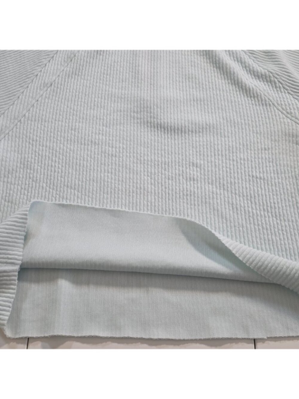 Saltwater Luxe Ribbed 1/4 Zip PulloverM Ice Blue Boxy LS Cropped Ribbed Coastal - Picture 14 of 15